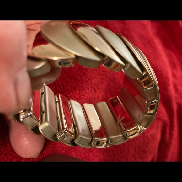 CUFF BRACELET, SHINY GOLDTONE + BRUSHED SILVERTONE - Picture 2 of 11